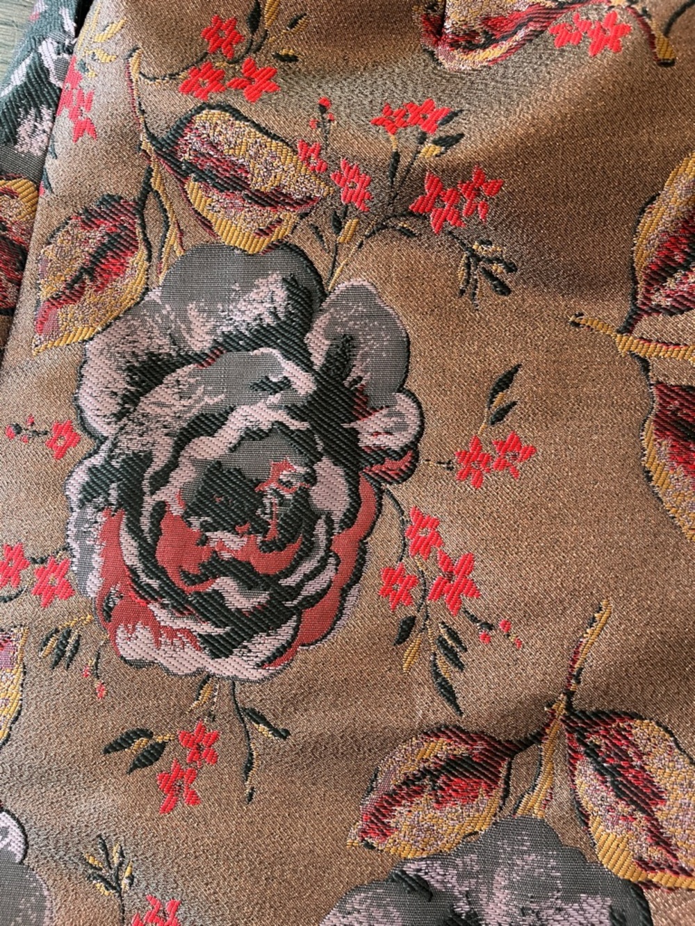 Cath Kidston Jacquard Rose Print A line Skirt in red purple brown size 8 - Picture 14 of 14